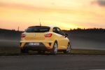 Seat Ibiza Cupra Test - Heck Ansicht von hinten seitlich Seite chrono gelb Rückleuchten Kofferraum Diffusor Auspuff