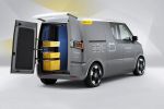 VW Volkswagen eT! Postauto Zustelfahrezug Kurier Elektroauto Elektromotor EV Electric Vehicle Follow me Come to me Heck Seite Ansicht