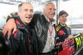 Franz Tost, Dietrich Mateschitz und Sebastian Vettel feiern in Monza 2008