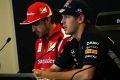 Gesenktes Haupt, Blick nach vorne: Alonso und Vettel kommunizierten nonverbal