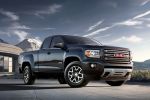 GMC Canyon 2015 Pickup Truck Extended Cab Crew Cab 4WD Allrad 2WD Hinterradantrieb Vierzylinder V6 Teen Driver Feature Front Seite