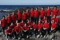 Gruppenbild am Atlantik: Die Audi-Piloten beim Fitnesscamp auf Lanzarote