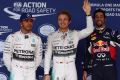 Lewis Hamilton, Polesetter Nico Rosberg und Daniel Ricciardo in Austin