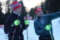 Mattias Ekström und sein Langlauf-Instruktor Tobias Angerer beim Weltcup in Davos