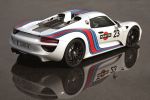 Porsche 918 Spyder Spider Martini Racing Design Supersportwagen Plug-in-Hybrid Elektromotor V8 Heck Seite Ansicht