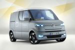 VW Volkswagen eT! Postauto Zustelfahrezug Kurier Elektroauto Elektromotor EV Electric Vehicle Follow me Come to me Front Seite Ansicht